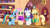 Size: 1920x1080 | Tagged: safe, screencap, applejack, fluttershy, rainbow dash, rarity, earth pony, pegasus, pony, unicorn, g4, season 2, secret of my excess, ^^, applejack's hat, barbell, cowboy hat, cute, dashabetes, eyes closed, female, golden oaks library, happy, hat, jackabetes, looking at you, mare, party, present, raribetes, shyabetes, weights