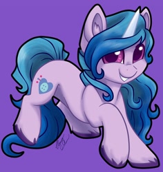 Size: 2834x3002 | Tagged: safe, artist:gleamydreams, izzy moonbow, pony, unicorn, g5, cute, ear fluff, female, happy, high res, izzybetes, mare, slender, smiling, solo, thin, unshorn fetlocks