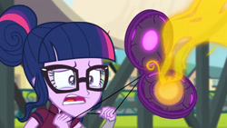 Size: 3410x1920 | Tagged: safe, screencap, sci-twi, twilight sparkle, equestria girls, g4, my little pony equestria girls: friendship games, crying, female, glasses, high res, magic, magic capture device, magic drain, open mouth, sad, solo
