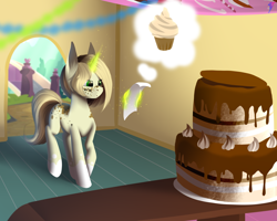 Size: 2500x2000 | Tagged: safe, artist:darky_wings, oc, oc only, oc:elinvar, pony, bakery, cake, comic, commission, food, high res, magic, magic aura