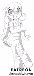 Size: 1433x3176 | Tagged: safe, artist:shadowhawx, silver spoon, equestria girls, g4, grin, looking at you, monochrome, smiling, solo