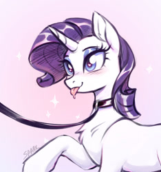 Size: 1280x1366 | Tagged: safe, artist:sparkling_light, rarity, pony, unicorn, g4, :p, blushing, chest fluff, collar, female, femsub, heart eyes, leash, mare, pet play, raised hoof, rarisub, solo, submissive, tongue out, wingding eyes