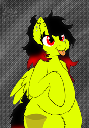 Size: 1640x2360 | Tagged: safe, artist:jay_wackal, oc, oc only, oc:marmalade, pegasus, pony, :p, bipedal, chubby, cute, ear piercing, fat, fluffy, nose piercing, nostril piercing, piercing, pudgy, tongue out