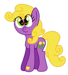 Size: 617x682 | Tagged: safe, artist:funnyclowns64, daisyjo, earth pony, pony, g3, g4, colored, curly hair, curly mane, curly tail, cute, dawwsyjo, eye clipping through hair, female, full body, g3 to g4, generation leap, heart, hoof heart, hooves, mare, simple background, smiling, solo, standing, tail, transparent background, yellow hair, yellow mane, yellow tail