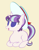 Size: 1741x2261 | Tagged: safe, anonymous artist, snowfall frost, starlight glimmer, pony, unicorn, g4, bangs, cream background, cute, eyelashes, female, filly, filly starlight glimmer, foal, hat, horn, looking offscreen, lying down, no pupils, no shading, open mouth, prone, ribbon, simple background, smiling, solo, tail, white pupils, younger