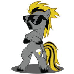 Size: 894x894 | Tagged: safe, artist:romansiii, oc, oc only, pegasus, pony, 2012, bipedal, crossed hooves, frown, full body, male, pegasus oc, shadow, show accurate, simple background, solo, stallion, standing, sunglasses, tail, transparent background, two toned mane, two toned tail, unshorn fetlocks