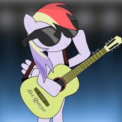 Size: 300x300 | Tagged: artist needed, safe, rainbow dash, pegasus, pony, g4, guitar, musical instrument, solo, sunglasses