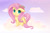 Size: 1000x659 | Tagged: safe, artist:raininess, fluttershy, pegasus, pony, g4, cloud, colored pupils, cute, daaaaaaaaaaaw, female, flower, flower in hair, hair accessory, mare, on a cloud, one ear down, shyabetes, sky, solo