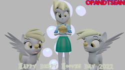 Size: 3840x2160 | Tagged: safe, artist:optimussparkle, derpy hooves, pegasus, pony, equestria girls, g4, 3d, derpy day, food, high res, muffin, older derpy hooves, self paradox, self ponidox, source filmmaker