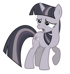 Size: 3523x3738 | Tagged: safe, artist:estories, artist:wardex101, edit, twilight sparkle, pony, unicorn, g4, crying, discorded, discorded twilight, high res, sad, simple background, transparent background, twilight tragedy, unicorn twilight, vector