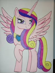 Size: 2992x4000 | Tagged: safe, artist:aking, princess cadance, alicorn, pony, g4, hearts and hooves day, solo, spread wings, traditional art, wings