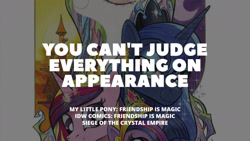Size: 1280x720 | Tagged: safe, edit, editor:quoterific, idw, princess cadance, princess celestia, princess luna, twilight sparkle, alicorn, pony, g4, siege of the crystal empire, big crown thingy, element of magic, eyes closed, female, jewelry, mare, offscreen character, regalia, smiling, text, twilight sparkle (alicorn)