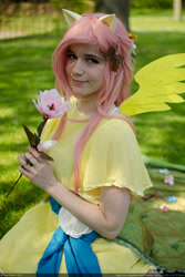 Size: 2000x3000 | Tagged: safe, artist:chastten, artist:moekke, fluttershy, human, g4, clothes, cosplay, costume, flower, high res, irl, irl human, photo, solo