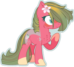 Size: 4705x4276 | Tagged: safe, artist:stormcloud-yt, oc, oc only, oc:gulnara, earth pony, pony, base used, cheek fluff, chest fluff, earth pony oc, eyelashes, female, flower, flower in hair, mare, offspring, parent:big macintosh, parent:marble pie, parents:marblemac, raised hoof, simple background, solo, transparent background
