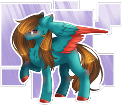 Size: 2105x1845 | Tagged: safe, artist:stormcloud-yt, oc, oc only, pegasus, pony, blushing, chest fluff, colored hooves, colored wings, pegasus oc, raised hoof, simple background, solo, transparent background, two toned wings, wings