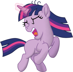 Size: 749x736 | Tagged: safe, alternate version, artist:malte279, twilight sparkle, pony, unicorn, g4, winter wrap up, female, filly, filly twilight sparkle, foal, free to use, glowing, glowing horn, horn, running, screaming, shading, simple background, solo, terrified, transparent background, unicorn twilight, younger
