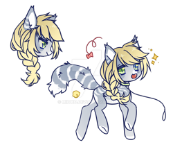 Size: 1024x869 | Tagged: safe, artist:miioko, oc, oc only, cat, cat pony, original species, pony, braid, bust, deviantart watermark, obtrusive watermark, simple background, solo, transparent background, watermark