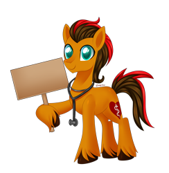 Size: 3900x4000 | Tagged: safe, artist:kaikururu, oc, oc only, earth pony, pony, hoof hold, male, sign, simple background, solo, stallion, transparent background