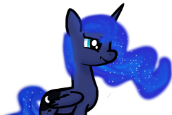 Size: 3750x2499 | Tagged: safe, artist:nitlynjane, princess luna, alicorn, pony, g4, angry, autodesk sketchbook, ethereal mane, female, folded wings, galaxy mane, high res, horn, looking at something, luna is not amused, mare, simple background, solo, starry mane, transparent background, unamused, wings
