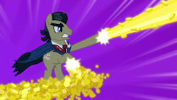 Size: 1920x1080 | Tagged: safe, screencap, filthy rich, earth pony, pony, do princesses dream of magic sheep, g4, season 5, angry, bits, dollar sign, male, money, money shot, solo, stallion, super rich, the money warrior