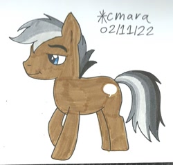 Size: 970x927 | Tagged: safe, artist:cmara, quibble pants, earth pony, pony, g4, male, raised hoof, simple background, solo, stallion, traditional art, white background