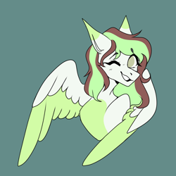 Size: 2048x2048 | Tagged: safe, artist:neonbugzz, oc, oc:minty whirl, pegasus, pony, bust, high res, portrait, smiling, solo