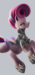 Size: 3480x7508 | Tagged: safe, artist:flower-lescence, zipp storm, pegasus, pony, g5, absurd resolution, alternate hairstyle, armor, commission, female, hoof shoes, mare, simple background, solo