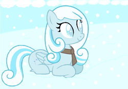 Size: 902x627 | Tagged: safe, artist:detailedatream1991, oc, oc:snowdrop, pegasus, pony, cute, female, lying, ocbetes, ponyloaf, prone, snow, snowbetes, solo