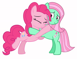 Size: 1280x976 | Tagged: safe, artist:detailedatream1991, minty, pinkie pie, earth pony, pony, g3, g4, duo, eyes closed, female, g3 to g4, generation leap, hug, mare, simple background, white background
