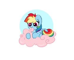 Size: 4650x3735 | Tagged: safe, artist:kittyrosie, rainbow dash, pegasus, pony, g4, abstract background, cloud, cotton candy, cotton candy cloud, cute, dashabetes, food, nom, simple background, solo, white background