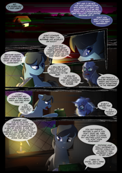 Size: 1240x1754 | Tagged: safe, artist:lunarcakez, princess luna, alicorn, earth pony, pony, comic:the origins of hollow shades, g4, comic, male, s1 luna, stallion