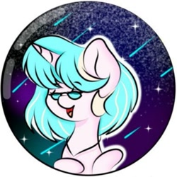 Size: 764x764 | Tagged: artist needed, oc name needed, source needed, safe, oc, oc only, pony, unicorn, female, glasses, jewelry, mare, meteor, meteor shower, necklace, night, open mouth, simple background, solo, stars, white background