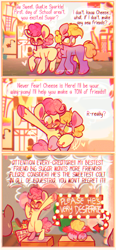 Size: 458x989 | Tagged: safe, artist:sockiepuppetry, li'l cheese, little mac, earth pony, pony, g4, the last problem, blushing, colt, comic, duo, embarrassed, eyes closed, foal, male, open mouth, unshorn fetlocks