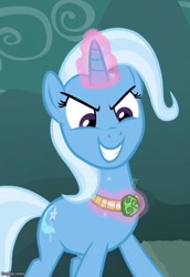 Size: 496x720 | Tagged: safe, screencap, trixie, pony, unicorn, g4, magic duel, amulet, cropped, female, glowing, glowing horn, horn, jewelry, magic, magic aura, mare