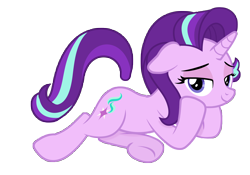 Size: 5000x3500 | Tagged: artist needed, source needed, safe, starlight glimmer, pony, unicorn, g4, uncommon bond, absurd resolution, hooves on cheeks, lidded eyes, looking at you, lying down, modular, prone, simple background, smiling, smiling at you, solo, transparent background