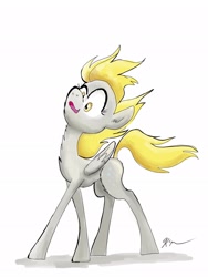 Size: 1536x2048 | Tagged: safe, artist:catscratchpaper, derpy hooves, pegasus, pony, g4, female, simple background, solo, white background, windswept mane