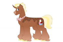 Size: 1280x854 | Tagged: safe, artist:itstechtock, oc, oc:sundae best, pony, unicorn, male, parent:chocolate sun, parent:fine line, simple background, solo, stallion, white background