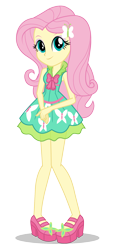 Size: 928x2000 | Tagged: dead source, safe, fluttershy, equestria girls, g4, my little pony equestria girls: friendship games, clothes, dress, female, high heels, looking at you, pigeon toed, school spirit, shoes, simple background, skirt, sleeveless, smiling, solo, transparent background, vector