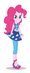 Size: 837x2000 | Tagged: dead source, safe, pinkie pie, equestria girls, g4, my little pony equestria girls: friendship games, official, clothes, female, grin, high heels, looking at you, necktie, school spirit, shoes, simple background, skirt, smiling, solo, transparent background, vector, wristband