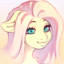 Size: 4096x4096 | Tagged: safe, artist:eltaile, fluttershy, pegasus, pony, g4, bust, cute, female, looking at you, mare, shyabetes, simple background, solo