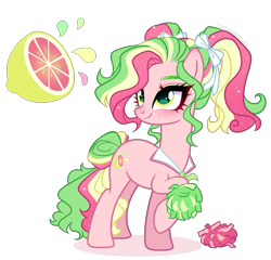 Size: 1435x1380 | Tagged: safe, artist:gihhbloonde, oc, oc only, earth pony, pony, female, magical lesbian spawn, mare, offspring, parent:lemon zest, parent:pinkie pie, parents:lemonpie, simple background, solo, transparent background