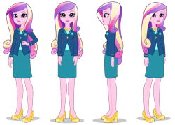 Size: 1400x1000 | Tagged: dead source, safe, dean cadance, princess cadance, equestria girls, g4, official, clothes, eyeshadow, female, front view, hand on waist, jacket, jewelry, lipstick, looking at you, makeup, necklace, shirt, shoes, side view, simple background, skirt, smiling, solo, transparent background, vector
