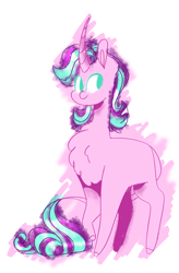 Size: 2101x3211 | Tagged: safe, artist:goldlines005, starlight glimmer, pony, unicorn, g4, chest fluff, curved horn, female, high res, horn, leonine tail, mare, simple background, smiling, solo, tail, transparent background