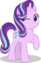 Size: 4826x7318 | Tagged: safe, artist:mrvector, starlight glimmer, pony, unicorn, g4, absurd resolution, cute, female, glimmerbetes, mare, movie accurate, one eye closed, raised hoof, shadow, simple background, smiling, solo, starlight glimmer day, transparent background, vector, wink