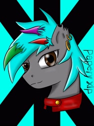 Size: 2250x3000 | Tagged: safe, artist:papery xlp, oc, oc only, oc:papery xlp, earth pony, pony, drawing, ear piercing, high res, piercing, solo, torn ear