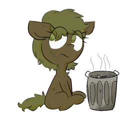 Size: 599x599 | Tagged: safe, artist:cherro, oc, oc only, pony, female, filly, foal, simple background, solo, trash can, white background