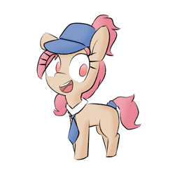 Size: 599x599 | Tagged: safe, artist:cherro, oc, oc only, pony, cap, female, filly, foal, hat, necktie, simple background, solo, white background