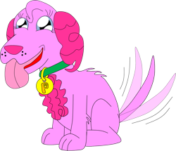 Size: 1197x1028 | Tagged: safe, artist:beats0me, pinkie pie, dog, g4, collar, cute, dogified, puppy, puppy pie, simple background, solo, species swap, tail, tail wag, tongue out, transparent background