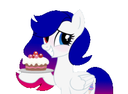 Size: 600x441 | Tagged: safe, artist:tired-horse-studios, pegasus, pony, animated, base used, cake, female, food, gif, heterochromia, mare, simple background, solo, transparent background
