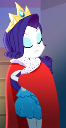 Size: 921x1778 | Tagged: safe, screencap, rarity, a photo booth story, equestria girls, g4, my little pony equestria girls: summertime shorts, clothes, cropped, crown, fall formal outfits, jewelry, regalia, robe, solo